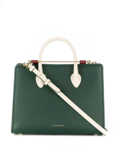 Shop Strathberry Colour Block Tote - Green