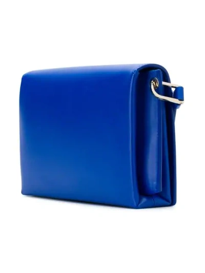 Shop Lanvin Logo Embossed Shoulder Bag In Blue