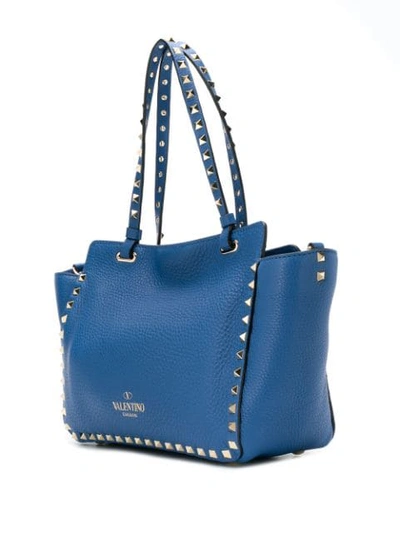 Shop Valentino Garavani Small Rockstud Tote In Blue