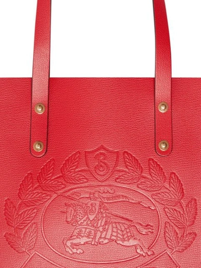 Shop Burberry Equestrian Logo Tote Bag - Red