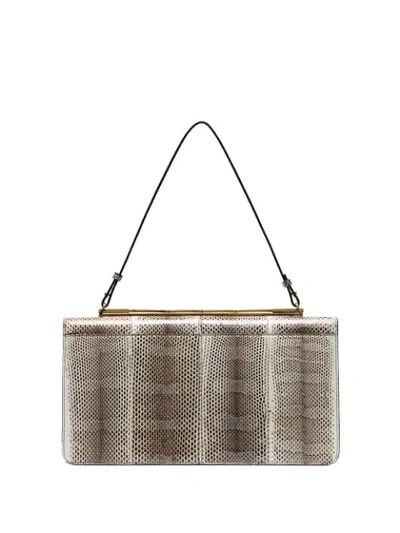 Shop Marni Cache Snakeskin Oversized Clutch Bag In Neutrals