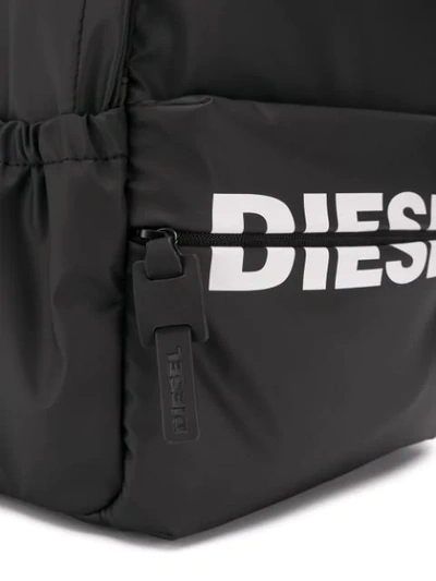 Shop Diesel Logo Backpack In Pu In Black