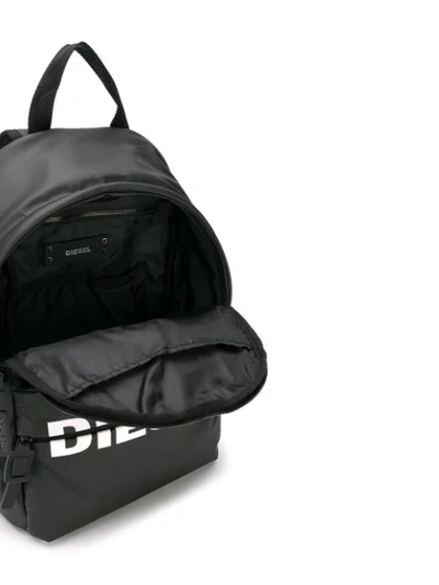 Shop Diesel Logo Backpack In Pu In Black