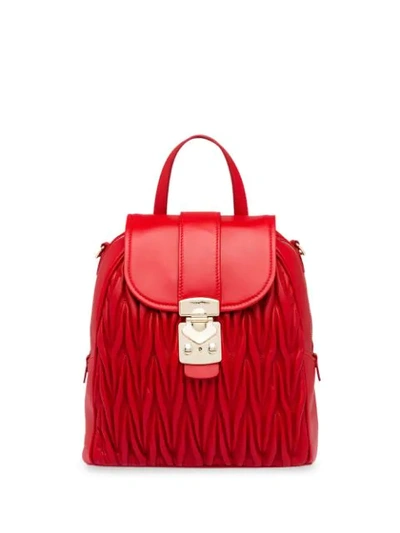Shop Miu Miu Matelassé Backpack In Red