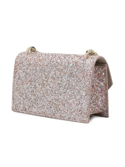 Shop Jimmy Choo Finley Glittered Crossbody Bag In Pink