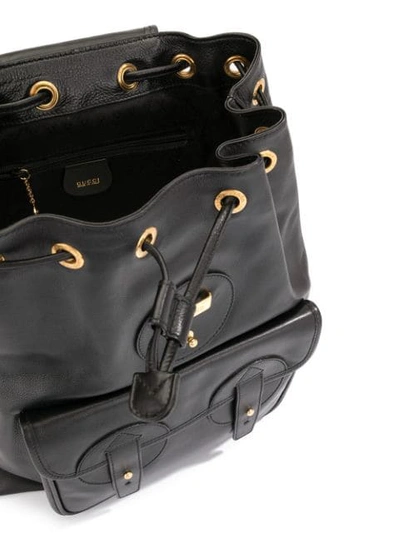 Pre-owned Gucci Logos Backpack Bag In Black
