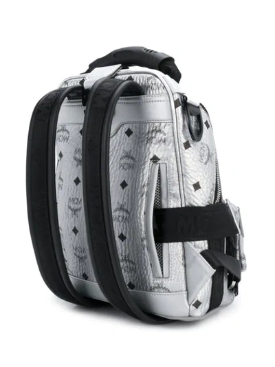 Shop Mcm Logo Zipped Backpack - Silver