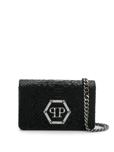 Shop Philipp Plein Logo Pouch Bag In Black