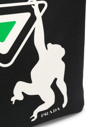 猴子印花帆布手提包