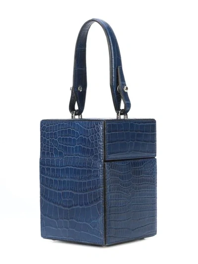 Shop Oscar De La Renta Mini Alibi Top Handle Box Bag In Blue