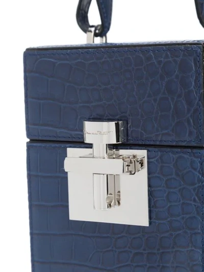 Shop Oscar De La Renta Mini Alibi Top Handle Box Bag In Blue