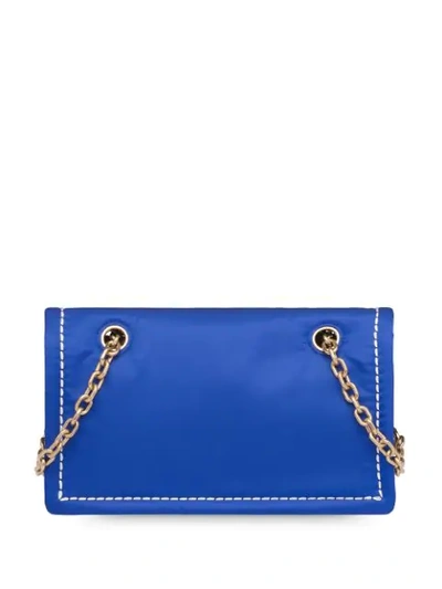 Shop Prada Rectangular Logo Shoulder Bag In Blue