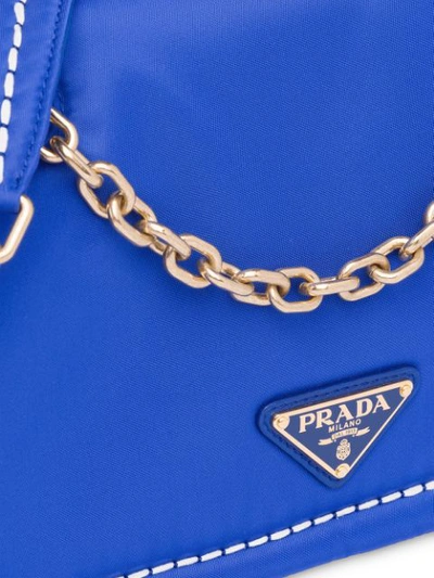 Shop Prada Rectangular Logo Shoulder Bag In Blue