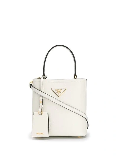 Shop Prada Mini Bucket Bag In White