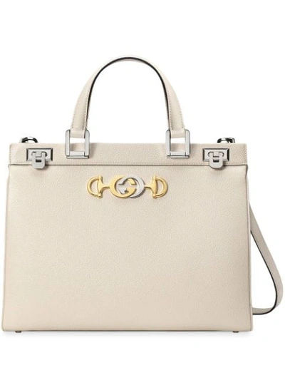 Shop Gucci Zumi Medium Top Handle Bag In White