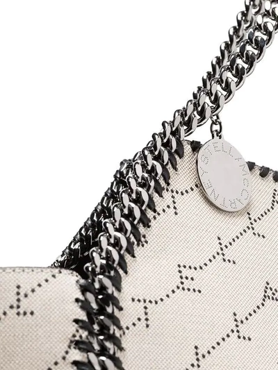 Shop Stella Mccartney Falabella Logo Print Canvas Tote Bag In Neutrals