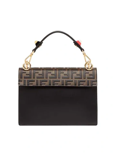 Shop Fendi Black And Brown Kan I Shoulder Bag