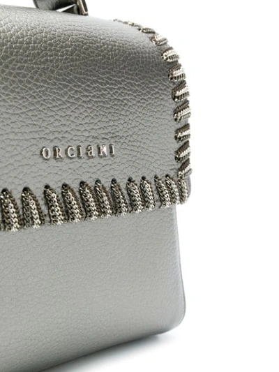Shop Orciani Chain Trim Crossbody Bag In Grey