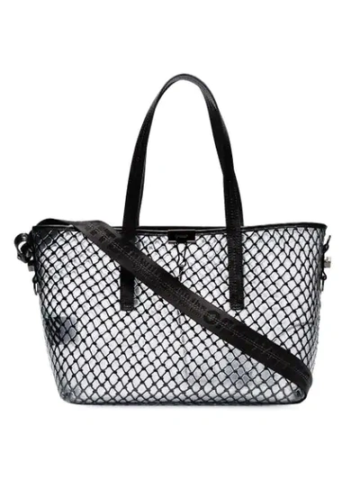 OFF-WHITE BLACK NETTED PVC LEATHER TRIM TOTE BAG - 黑色