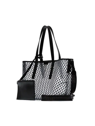 OFF-WHITE BLACK NETTED PVC LEATHER TRIM TOTE BAG - 黑色