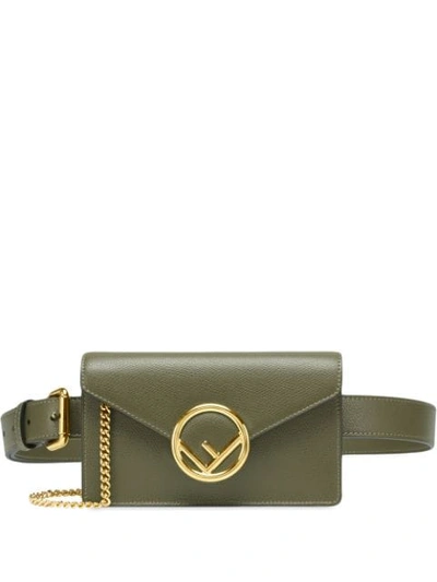 Shop Fendi F Logo Plaque Belt Bag In Green