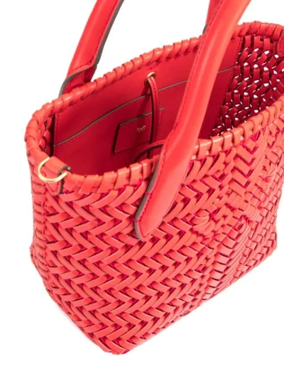 Shop Anya Hindmarch Woven Mini Tote In Red