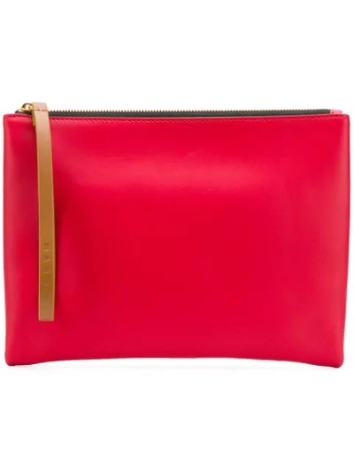 Shop Marni Colour Block Pouch In Red