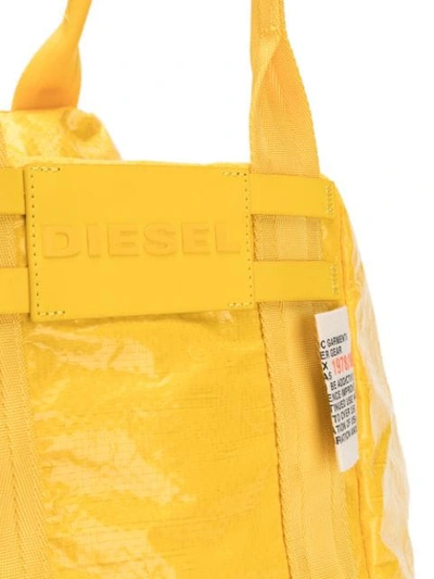 Shop Diesel Shiny Hobo Bag In Yellow