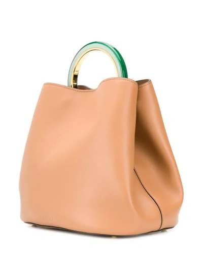 Shop Marni Top Handle Bucket Bag In Orange