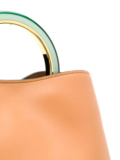 Shop Marni Top Handle Bucket Bag In Orange