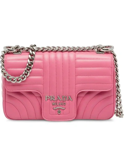 Shop Prada Diagramme Leather Shoulder Bag - Pink