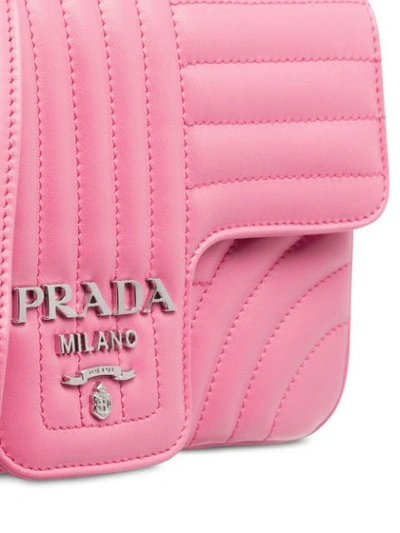 Shop Prada Diagramme Leather Shoulder Bag - Pink
