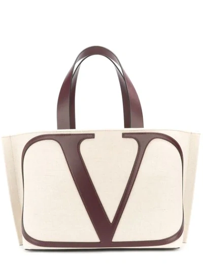 Shop Valentino Garavani Vlogo Beach Bag In Neutrals