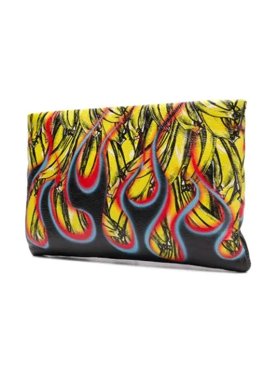 Shop Prada Banana Flame Clutch In Yellow