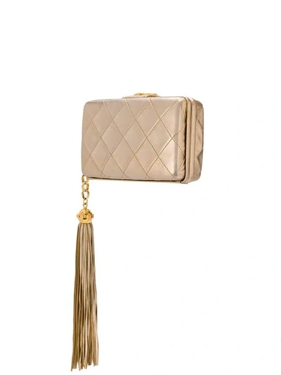 Pre-owned Chanel 1994's Quilted Box Clutch In Gold