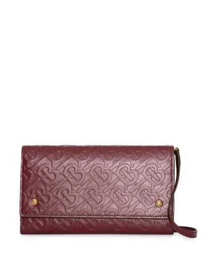 Shop Burberry Monogram Mini Wallet Bag In Red