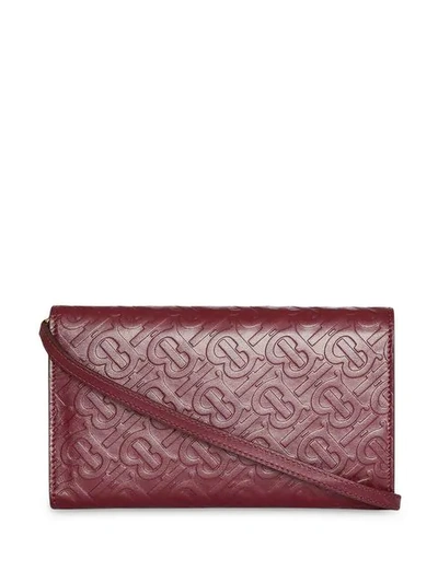 Shop Burberry Monogram Mini Wallet Bag In Red