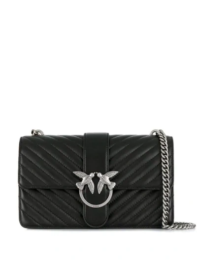 Shop Pinko Mix Love Quilted Bag In Black