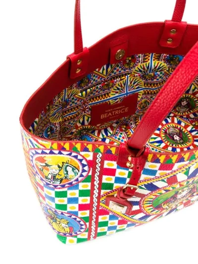 Shop Dolce & Gabbana Sicilian Carretto Beatrice Tote Bag In Red