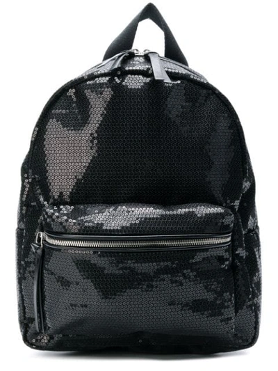 Shop Mm6 Maison Margiela Double Pocket Sequin Backpack - Black