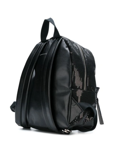 Shop Mm6 Maison Margiela Double Pocket Sequin Backpack - Black