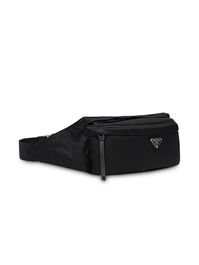 Shop Prada Logo Plaque Adjustable Belt Bag In Black