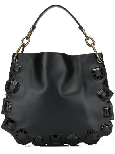 Shop Bottega Veneta Embellished Loop Bag In Black