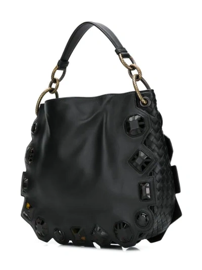 Shop Bottega Veneta Embellished Loop Bag In Black