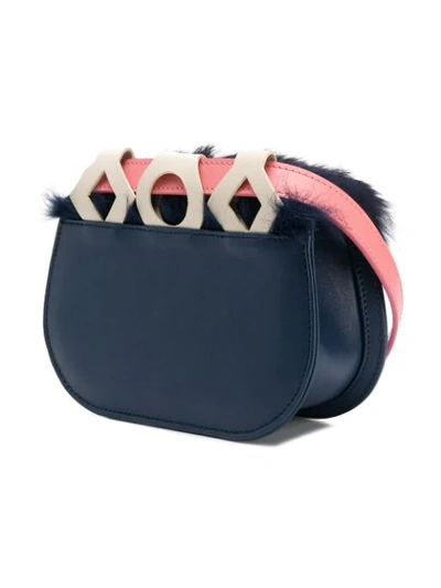 Shop Ame Moi Naomi Belt Bag With Rabbit Fur In Blue