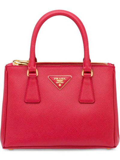 Shop Prada Mini Galleria Tote Bag In Red