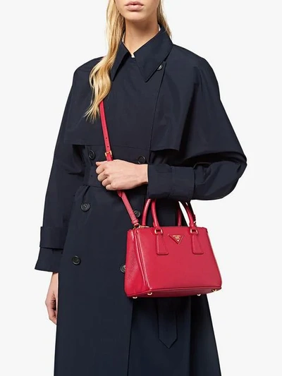 Shop Prada Mini Galleria Tote Bag In Red