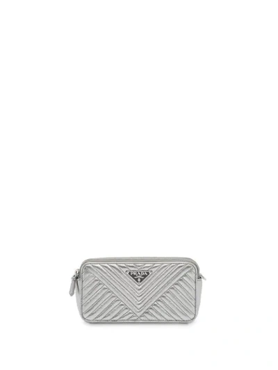 Shop Prada Mini Shoulder Bag In Silver