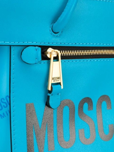 Shop Moschino Small Logo Tote Bag In Blue
