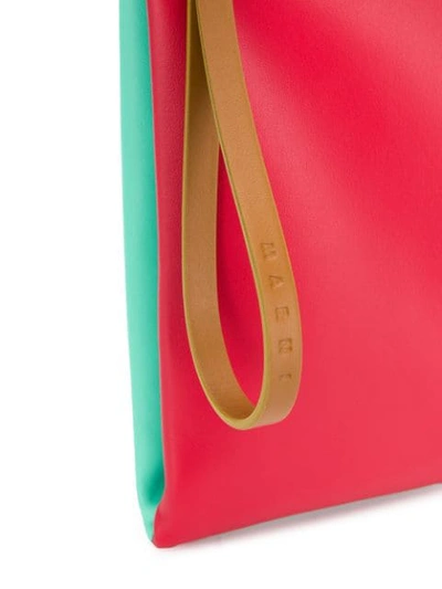 Shop Marni Block Colour Leather Pouch In Red